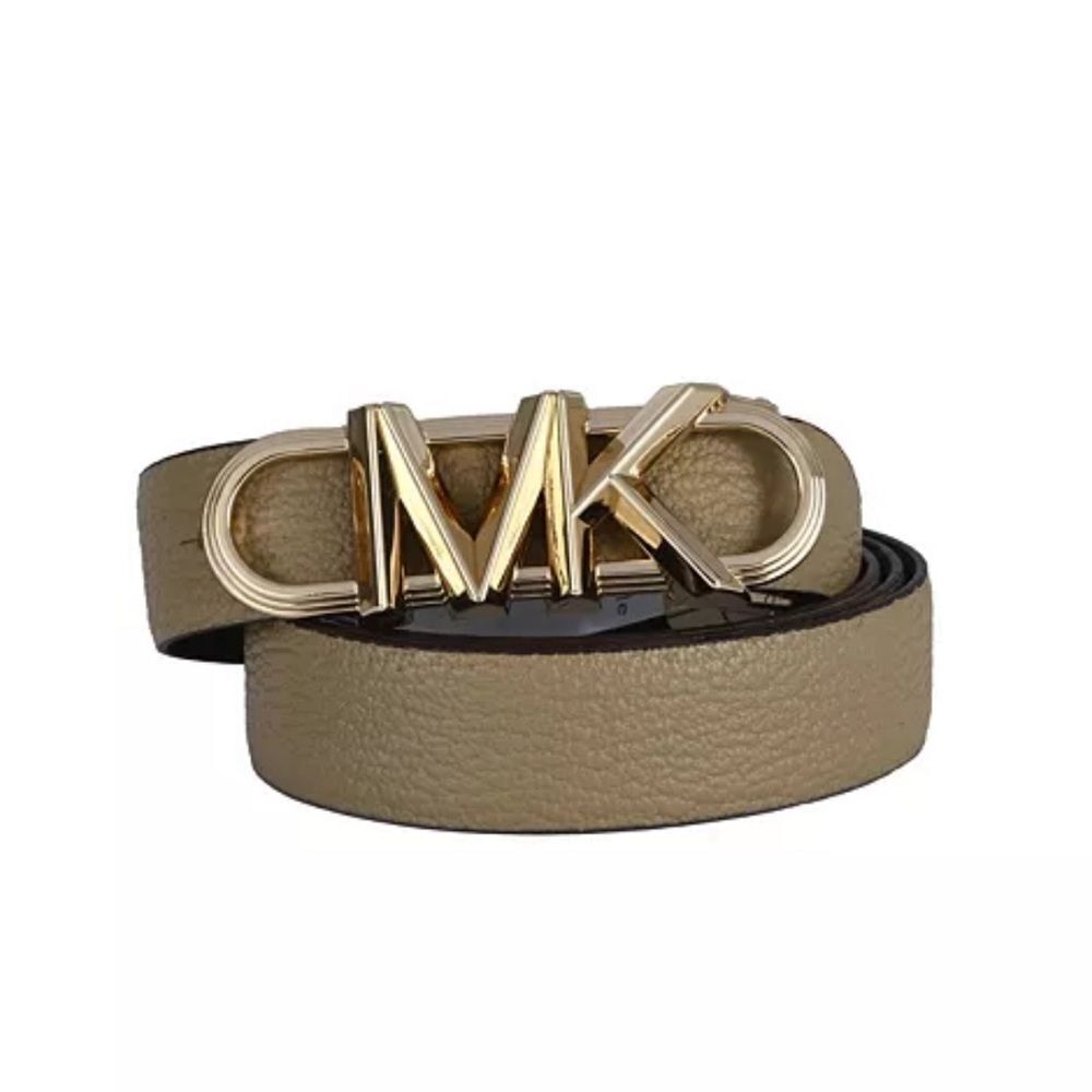 Michael Kors women’s Gold Logo Buckle Leather Belt reversible